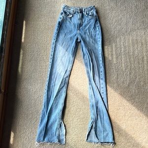 Zara Straight Raw Hem Jeans